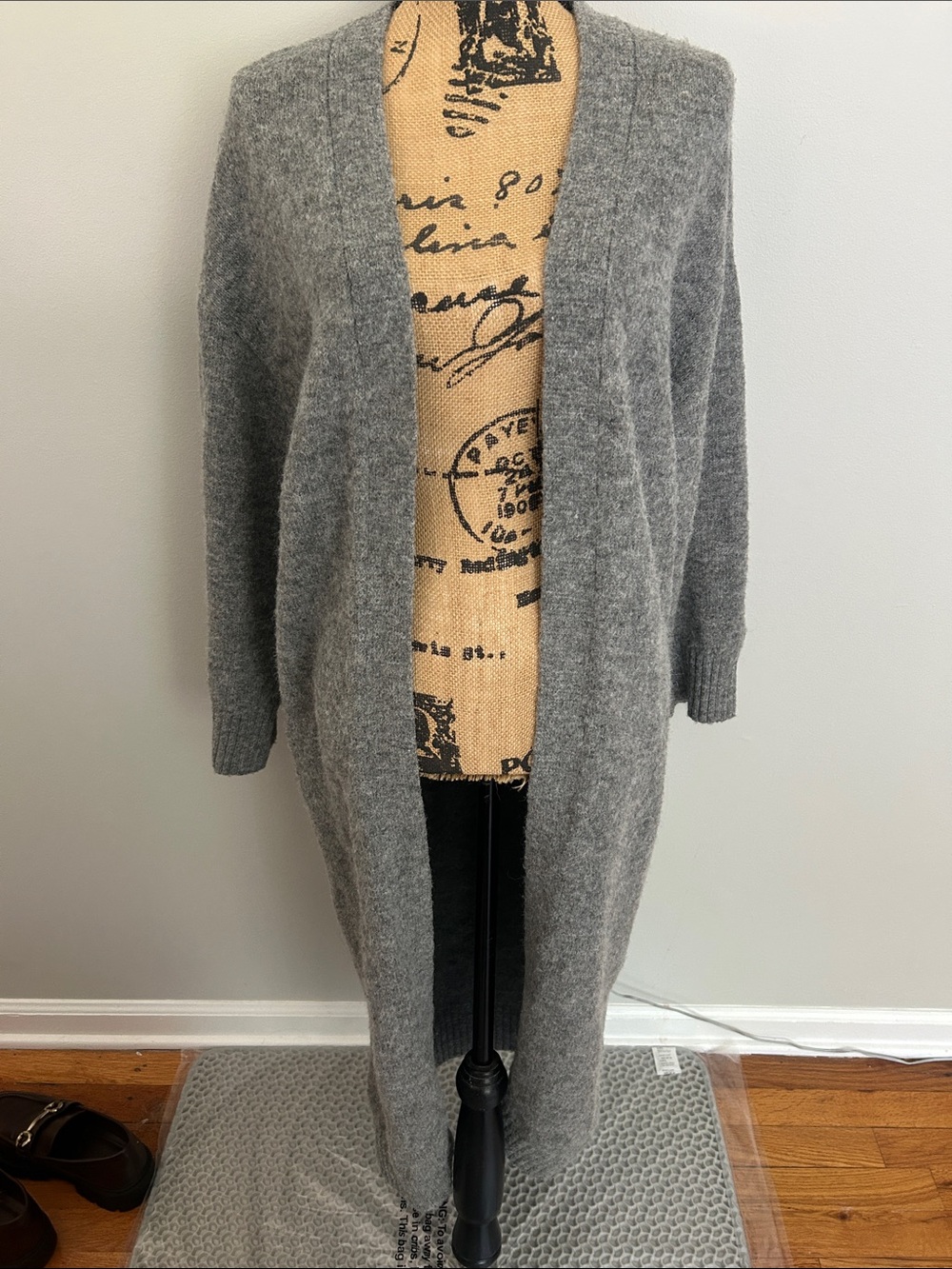Primark Grey Open-Front Long Knit Cardigan